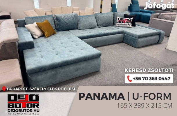 Panama ualak sarok kanapé ülőgarnitúra 389x165x215 cm HR habos kék