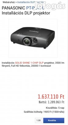 Panasonic 3D projektor eladó 