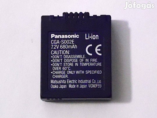 Panasonic Lumix CGA-S002E fényképezőgép gyári(!), japán, Li-ion akkumu