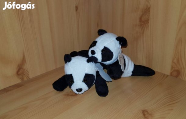 Panda pár 2db plüss maci mackó 17cm új