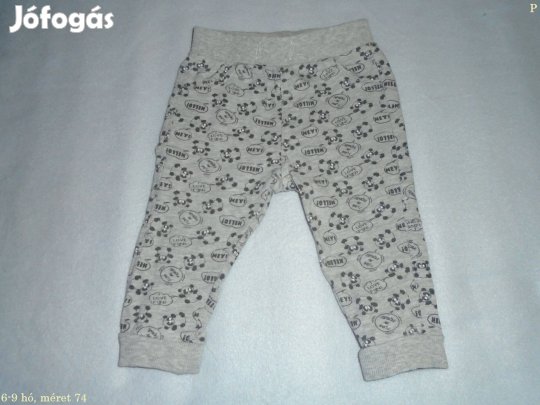 Pandamaci mintás szürke színű nadrág 6-9 hó (méret 74)