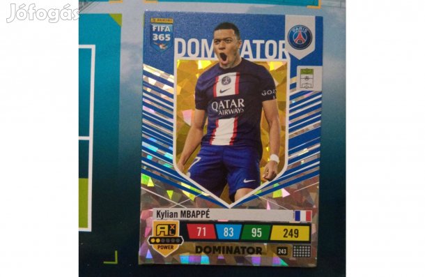 Panini FIFA 365 2023 Adrenalyn Mbappé Dominator focis kártya