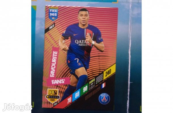 Panini FIFA 365 2024 Adrenalyn Kylian Mbappé fans focis kártya