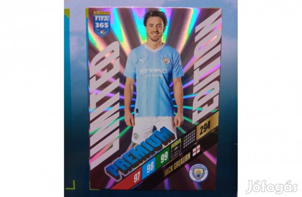 Panini FIFA 365 Adrenalyn 2024 Grealish Prémium Limited focis kártya