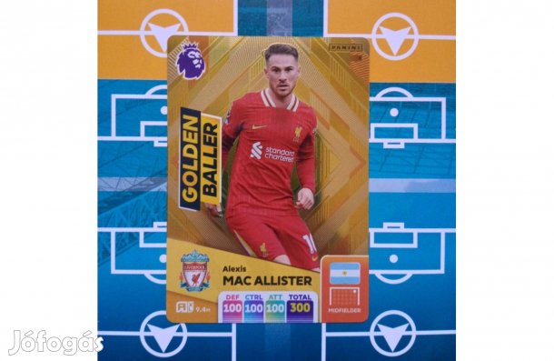 Panini Premier League 2025 Mac Allister Golden Baller focis kártya