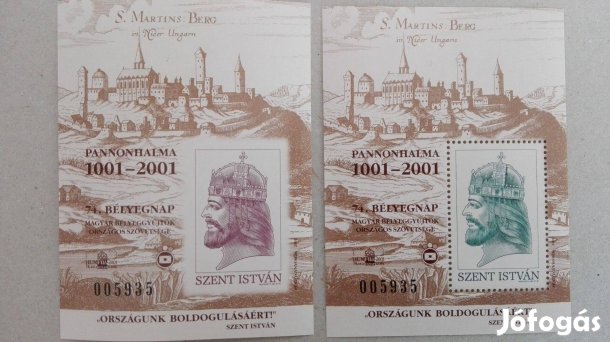 Pannonhalma 1000 éves jubileumára fellülnyomattal Szent Istvá