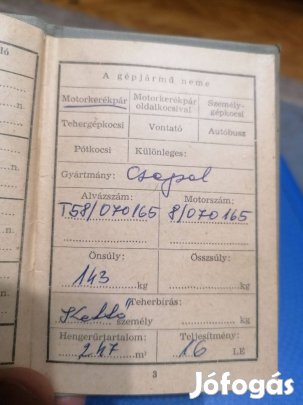 Pannonia Csepel T5 1968kivont dokumentum relikvia gyűjeménybe Posta ok