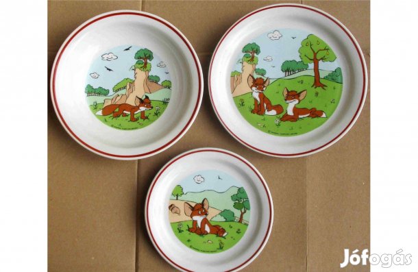 Pannónia Filmstúdió Vuk Zsolnay porcelán gyermek tányérkészlet