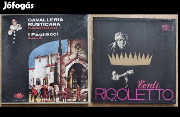 Parasztbecsület, Bajazzók, Rigoletto opera vinyl-ek, bakelitek