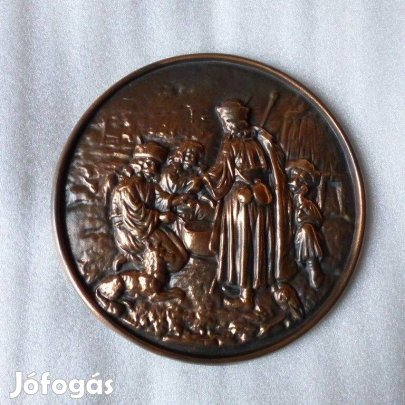 Parasztok a tábortűznél - Nagy fém fali dombormű