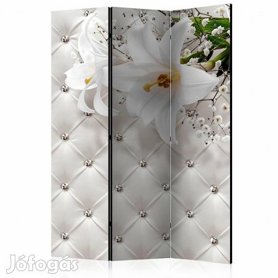 Paraván - Bőr gombokkal és virágok