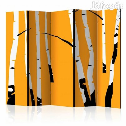 Paraván - Nyírfák narancssárga háttéren II