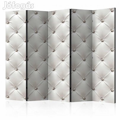 Paraván - Világosszürke bőrminta gombokkal II