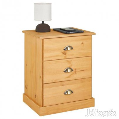 Paris 3 fiókos fenyőéjjeliszekrény/komód (gesztenye barna) 84148