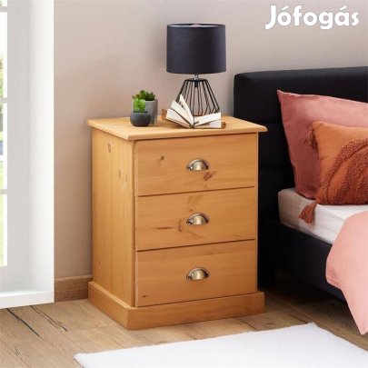 Paris 3 fiókos fenyőéjjeliszekrény/komód (gesztenye barna) 84148