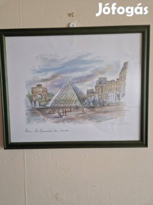 Paris-Les Pyramides du Louvre szignózott grafika