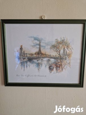 Paris-Tour Eiffel et le Pont Alexandre III. szignózott grafika