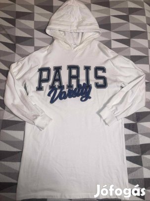 Paris - Varsity hosszított M/L női kapucnis pamut pulóver 