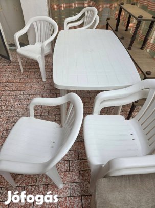 Paris műanyag kerti szék 6 db + 1 db nagy asztal