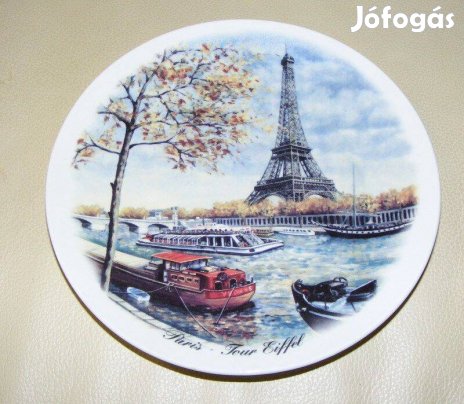 Párizs Eiffel-torony porcelán tányér, falitányér