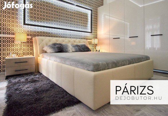 Párizs franciaágy 140x200 cm ágybetét + ágyneműtartó komplett bézs
