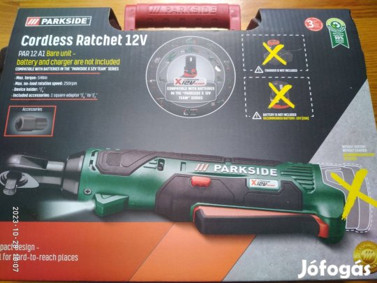Parkside 12 Voltos akkus racsnis csavarozó 54 Nm bontatlan 3év gari új