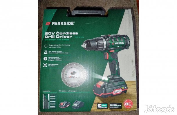 Parkside Akkus fúró-csavarozó 20V 2Ah, Pabs 20-Li G8, akkumulátorral