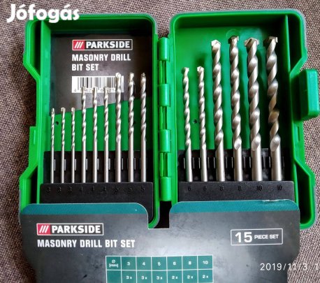 Parkside Kőzet furók Szénacél Karbid Heggyel, Új készlet 15DB Sok MáS