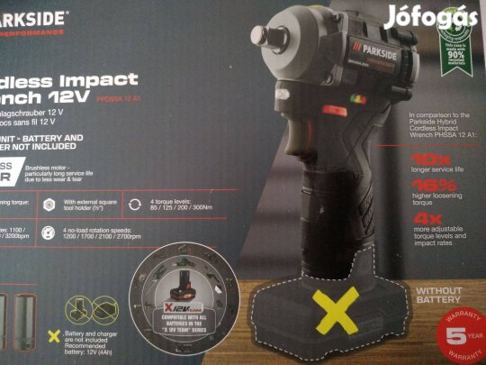 Parkside Performance 350 Nm akkus ütvecsavarozó 5 év gari új bontatlan