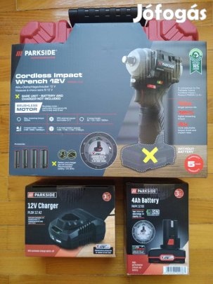 Parkside Ppdssa 12 V ütvecsavarozó 350 Nm+4 Ah akku+töltő 5 év gari új