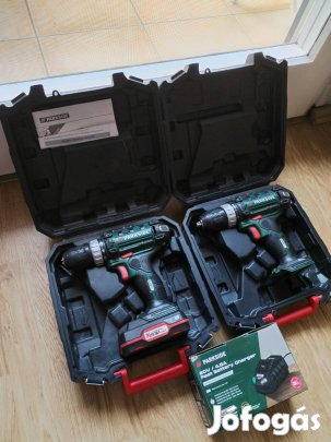 Parkside akksis fúró csavarozó két garnitúra gép+akksi+töltő