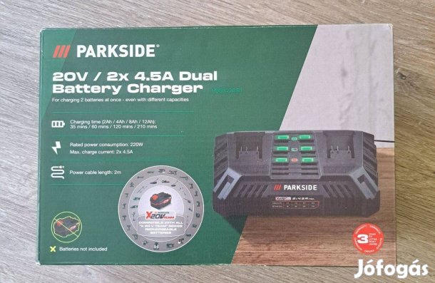 Parkside akkumulátor dupla töltő 20V Új!