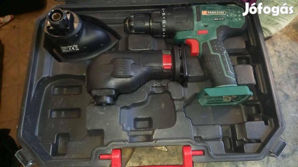 Parkside akkus csavarozó 3db adapterrel egyben akku nélkül