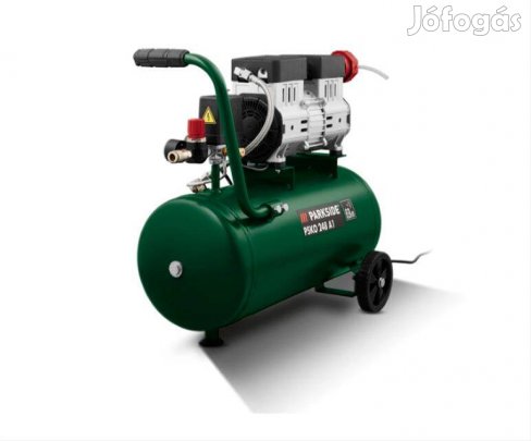 Parkside csendes kompresszor 24 liter 2 hengeres 8 bar, új, 3 év gari