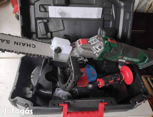 Parkside flex sarokcsiszoló láncfűrész adapterrel Két Gép Egyben