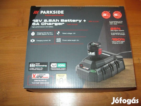 Parkside performance 12V 2,5Ah akkumulátor + 6A töltő szett