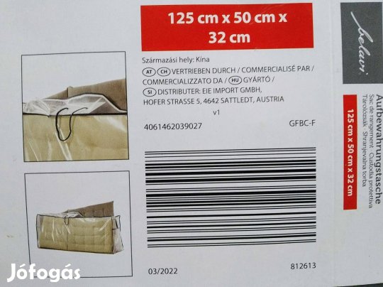 Párna ruha stb tároló 125x50x32 cm kül vagy beltéri uv és időjárásálló