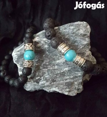 Páros karkötő lávakőből