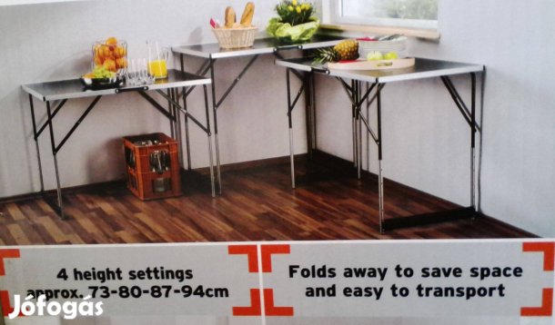 Party KERTI ,kemping Lakókocsi Asztal XL Új 100x60,állítható magasságú