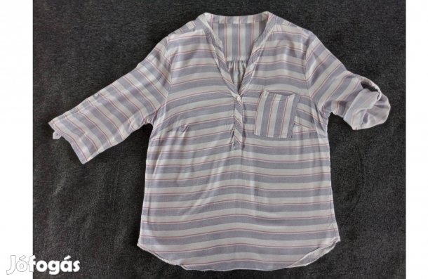 Pasztell csíkos, lenge, könnyű anyagú blúz 3/4-es ujjal - S