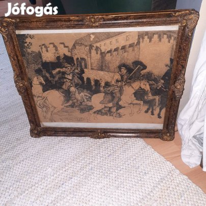 Pásztor Gábor rézkarc kép eladó/A Siklósi vár/