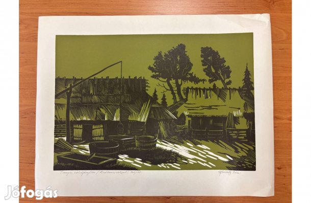 Pataky Béla: Tanya holdfényben linómetszet, képzőművészeti alkotás