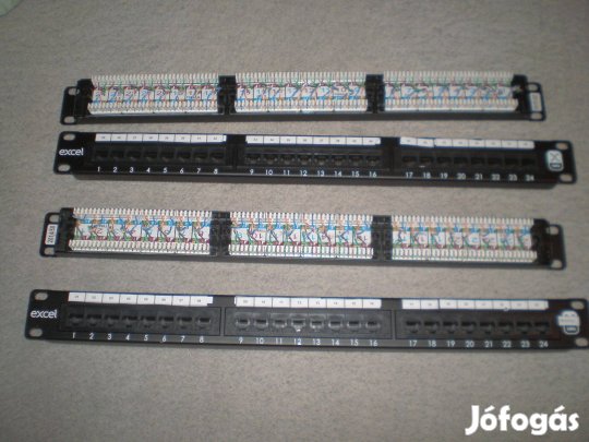 Patch Panel CAT6 24port 19" 1U fekete moduláris,Excel