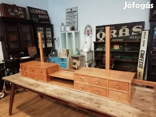 Patikai 12 fiókos átadó, patikai bútor 20. század közepe