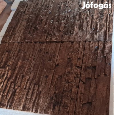 Pattintott kő hatású falburkolat,  barnás színben 