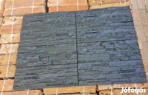 Pattintott kő hatású falburkolat antracitszürke színben 