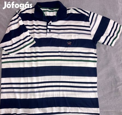Paul & Shark Yachting L-XL zsebes galléros pamut csíkos ffi pólóing