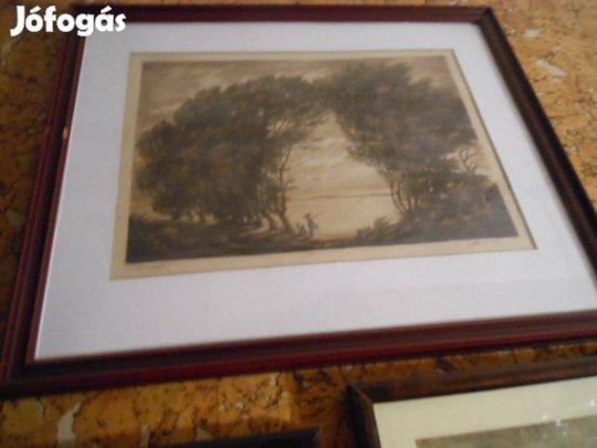 Paulovits P Vihar után színezett fakeretesüveges 64x54nagy