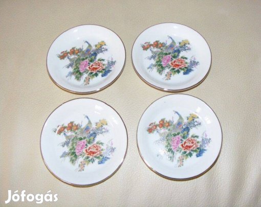 Pávás, madaras porcelán tálka 4 db