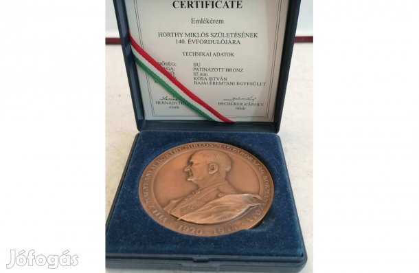 Pazar Vitéz nagybányai Horthy Miklós - Emlékplakett emlékérem érem